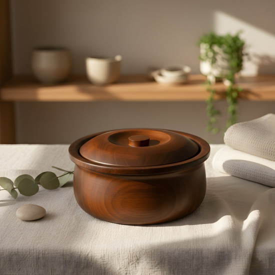 Wooden Bowl with Lid Small